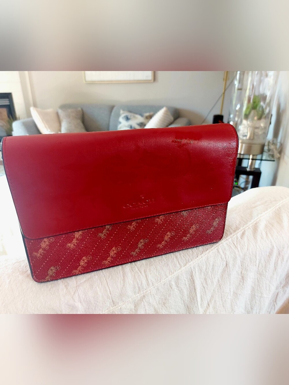 Authentic Coach Red Designer Leather Crossbody